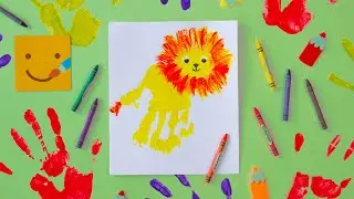Как нарисовать ЛЬВА ладошками, пальчиками - урок рисования для детей от 2 лет. Пальчиковые краски.