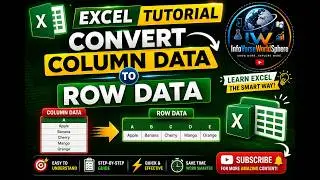 How to convert column into row in excel with formula and values | excel tips 