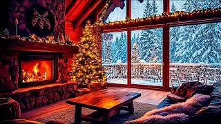 Peaceful Rest in a Warm Cabin: Snowstorm Winds Howl and Fireplace Crackles All Night