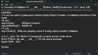 Python 17-Jun-2023 | About Setter and Getter | Initializer Function with example and Inheritance