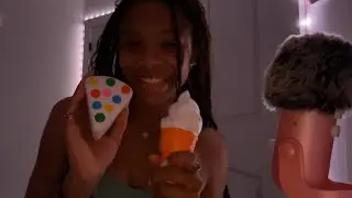 ASMR eating fake foods 🍰🍉🍦 + fake (but realistic) chewing sounds