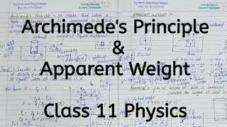 Archimede's Principle | Apparent Weight | Chapter 9 | Mechanical Properties of Fluids | Class 11