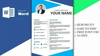 Awesome Blue Resume/CV (প্রফেশনাল সিভি ) Design Tutorial in Microsoft Word  | MS Word CV Designing