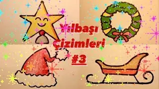 Yılbaşı Çizimleri #3 🎄 Yıldız, kızak, yılbaşı şapkası nasıl çizilir? Kolay çizimler resimleri