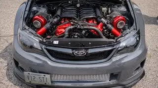 Twin Turbo V12 swapped Subaru STI reactions from Wicked Big Meet 2023 PART: 3 of 4