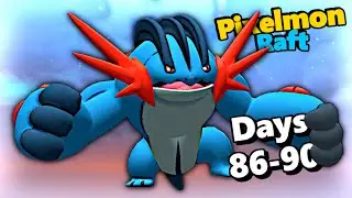 Minecraft Pixelmon Raft - Building a Big Blue Orb? (Days 86-90)