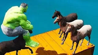 Water Ragdolls GTA 5 - Hulk vs Horse
