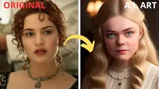 Actors in the movie Titanic vs  Artificial Intelligence. A.I. ART