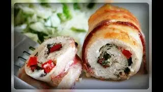 Куриные рулетики в беконе