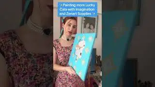 Painting Lucky Cats with Zenart Supplies ✨ #art #zenartsupplies #painting#luckycat