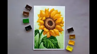 DRAW IT EASY! Watercolor painting of Sunflower easy and step by step #Shorts