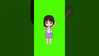 Girl waving her hand free green screen video | cartoon free green screen videos