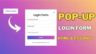 Popup Login Form Design Using HTML and CSS | Popup Model | Popup Sign in Form Design in HTML and CSS