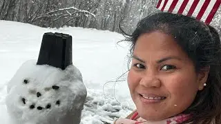 Building a cool snowman in Alaska #shortsfeed #snow #snowman