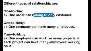 SQL :What are the different types of relationships in database?