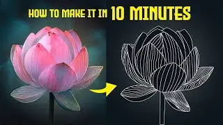 Lotus Flower Hand Drawn Botanical flower | Adobe Illustrator Tutorial  |speed art