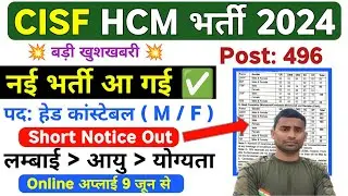 CISF HCM New Vacancy 2024 💥 Notice Out ✅ Post: 642 ! CISF New Vacancy 2024 ! CISF HCM Bharti 2024