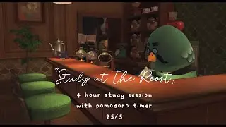 studying at the roost while it rains (pomodoro 25/5) || animal crossing music + rain ambience