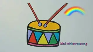 Drawing and coloring 🥁DRUM.Easy drawings for children. /Mari rainbow coloring.
