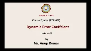 Control Systems | Dynamic Error Coefficient | AKTU Digital Education
