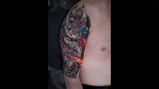 Japanese Dragon Tattoo Half Sleeve | Японская татуировка дракона за день | 