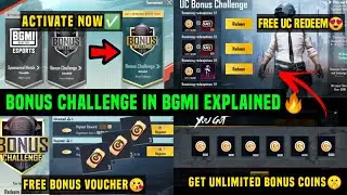 BONUS CHALLENGE IN BGMI/ HOW TO REGISTER PLAY BONUS CHALLENGE/FREE UC BONUS CHALLENGE VOUCHER REDEEM