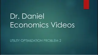 Dr. D. Utility Optimization Problem 2