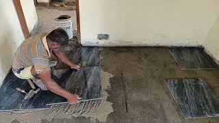 Living Room Beautiful Glossy Tile Installing | Erode