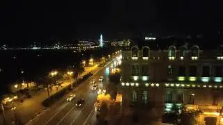 Baku night timelapse. Neftchiler avenue. Баку. Проспект Нефтянников.