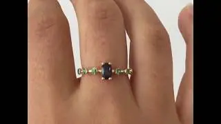 Color Change Garnet Ring with Emeralds