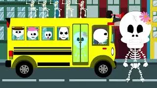 Wheels On The Bus With Five Skeletons + Spooky Scary Skeletons Songs