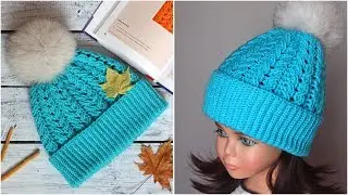 Шапка с косами крючком для начинающих, мастер-класс и схема, crochet hat