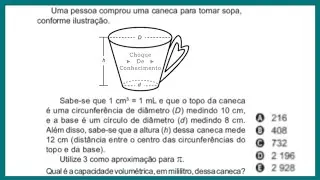 Qual o volume da caneca ??? FÓRMULA PARA O TRONCO DE CONE
