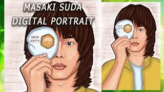 Masaki Suda Digital Portrait | Digital style illustration Flat | Цифровая иллюстрация в стиле Flat