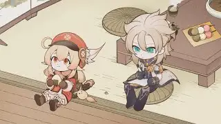 Klee and Albedo Chibi Enjoying Inazuma