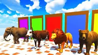 Choose The Right Gift Box Run Game With Elephant Cow Gorilla Buffalo Pig Trex Wild Animals Games
