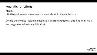 Analytic functions in SQL
