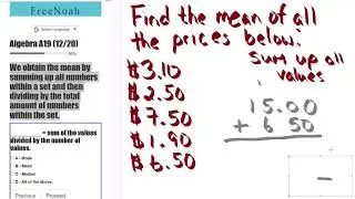 Algebra Assessment 19 Question (11/20) Finding the Mean