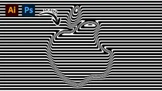 How To Draw Logo Line Distortion Effect with Adobe Illustrator and Photoshop Tutorial | Ahoo