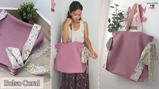 Cómo hacer un bolso grande para playa 🏖️| Patrón gratis en la descripción del vídeo 👇🏻 #coser #diy
