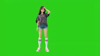 Trending girl dance green screen | Anime girl walking pose green screen