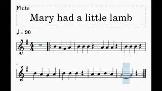 Mary had a little lamb - easy sheet for flute