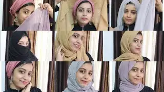 10 Easy and Beautiful Hijab Styles|Hijab Tutorial|ഈസി ആയിചെയ്യാവുന്ന10ഹിജാബ് styles@RashidaMahmood