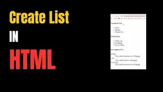 How to Create Lists in HTML | Beginner to Advanced Guide