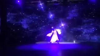 Indoor drone performance with a dancer and 10 UAVs