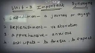 #10th English important synonyms for unit 3 and 4