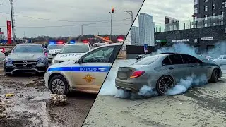 Illegal street drift with E63s & E53 + POLICE🚔