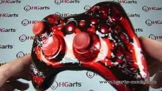 Candy Red Splatter | XBOX360 Modded Controller | HG Arts Modz