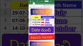 Get month Name From Dates in Excel | Convert  Date into a Month Text Formula #excelformula