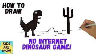 How to Draw the Google Dinosaur No Internet Game! - Step by step drawing